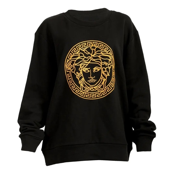 Versace Black Pullover with Gold Medusa Emblem - Picture 1 of 2